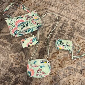 Vera Bradley 4 Piece Set Mint Flowers Collection